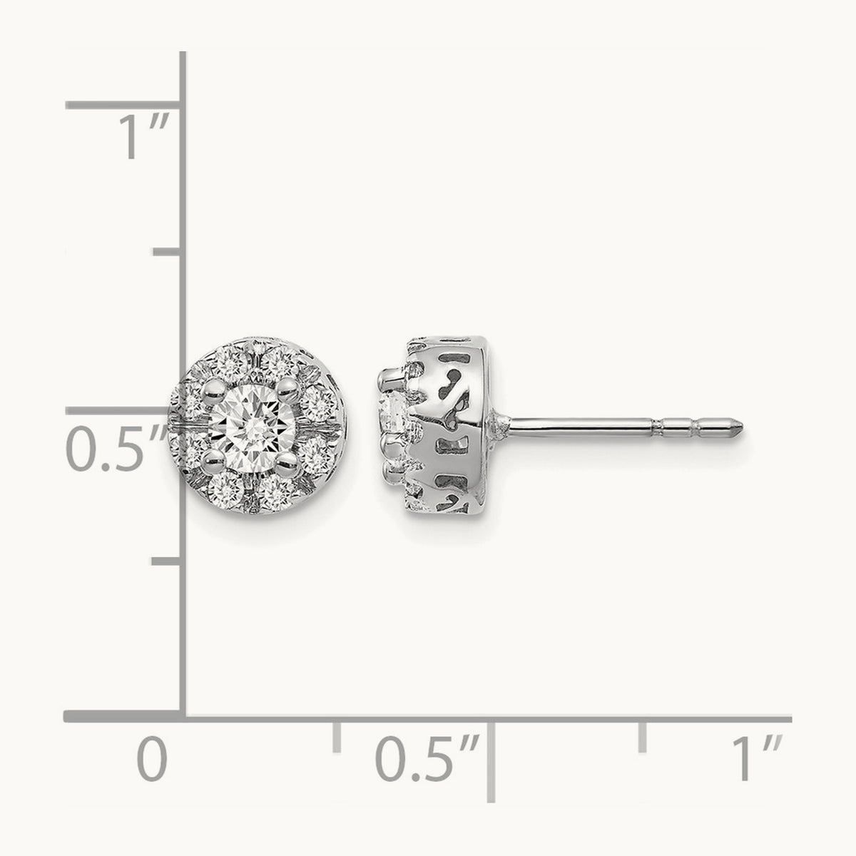 Diamond Semi-mount Stud Earrings, 14K White Gold