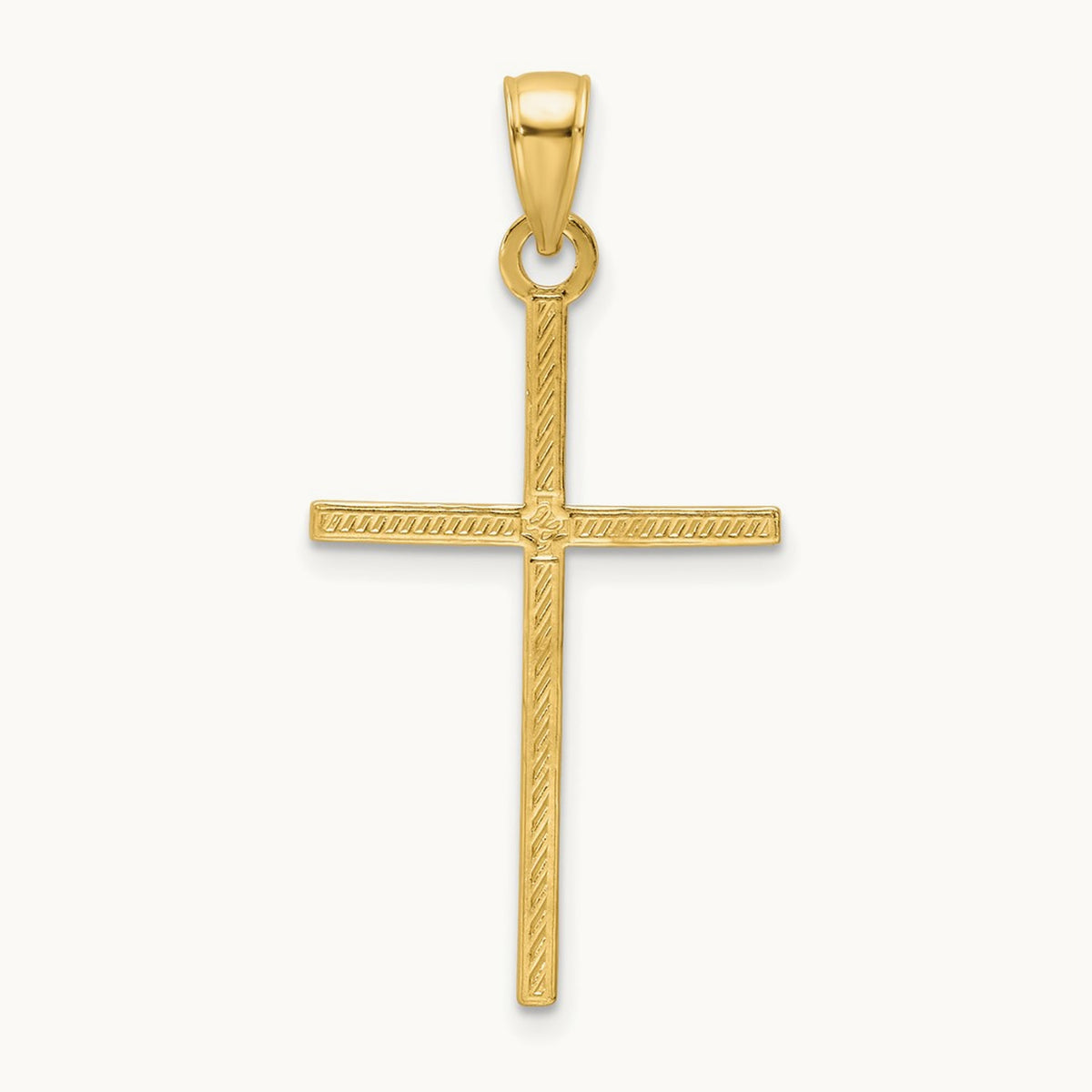 Polished Beaded Cross Pendant, 14K