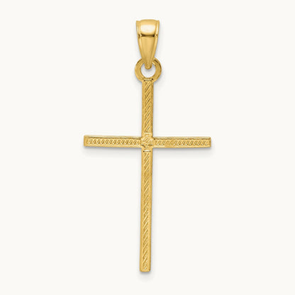 Polished Beaded Cross Pendant, 14K