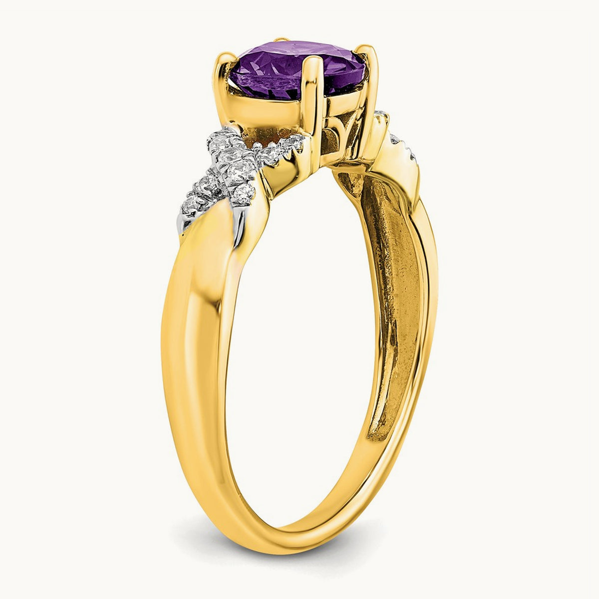 Amethyst and Diamond Ring, 14K Two-tone