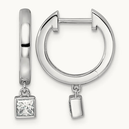 Dangle Princess Bezel Hoop Earrings, 0.25-0.50 ct tw Lab-Grown Diamond — 1/3 ct, 14K White Gold