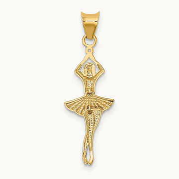 w/Rhodium Polished Moveable Dancer Pendant, 14K