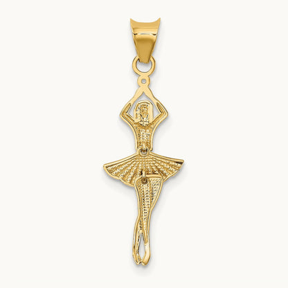 w/Rhodium Polished Moveable Dancer Pendant, 14K
