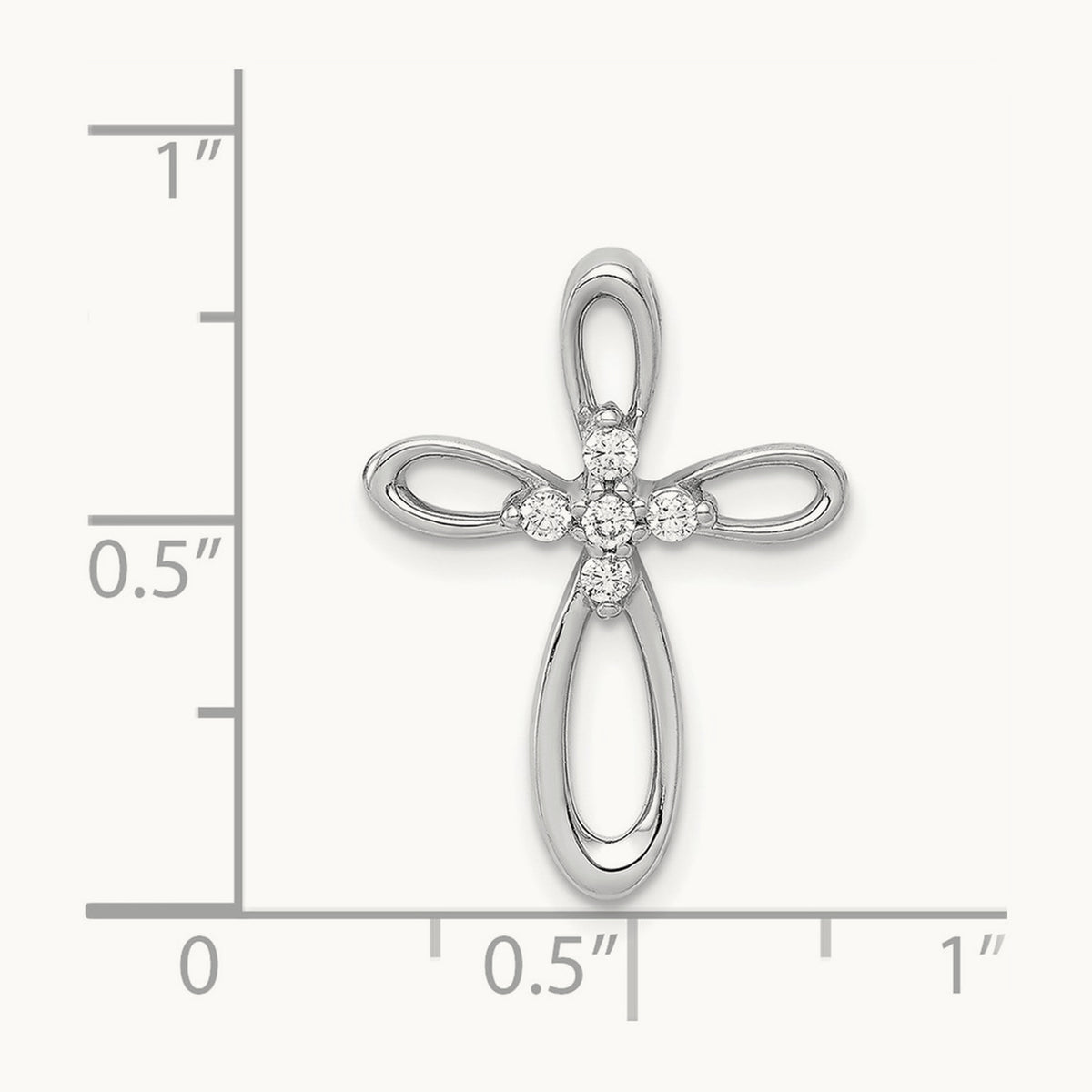 1/20ct. Diamond Cross Chain Slide — 14K White Gold, 21.5mm, 0.105 ct