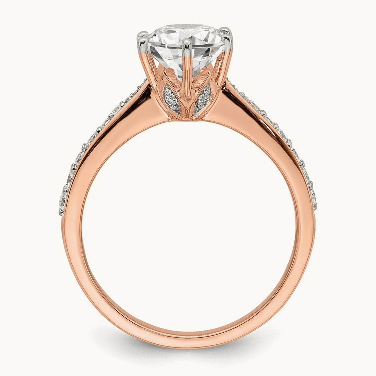 Oval Leaf Design Semi-Mount Ring — 2 ct, 7