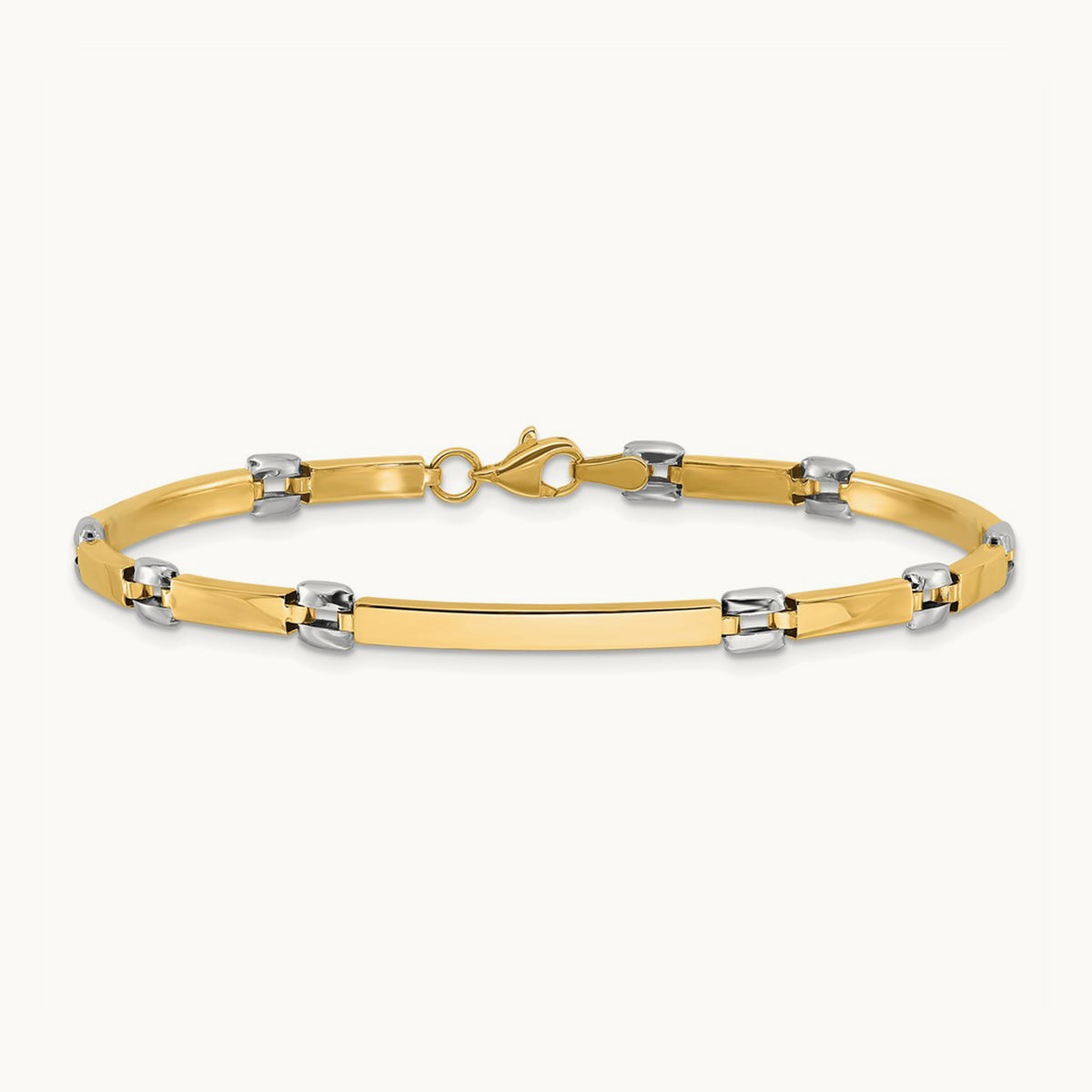 Polished Fancy Link Bracelet, 14K Two-tone