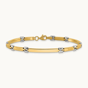 Polished Fancy Link Bracelet, 14K Two-tone
