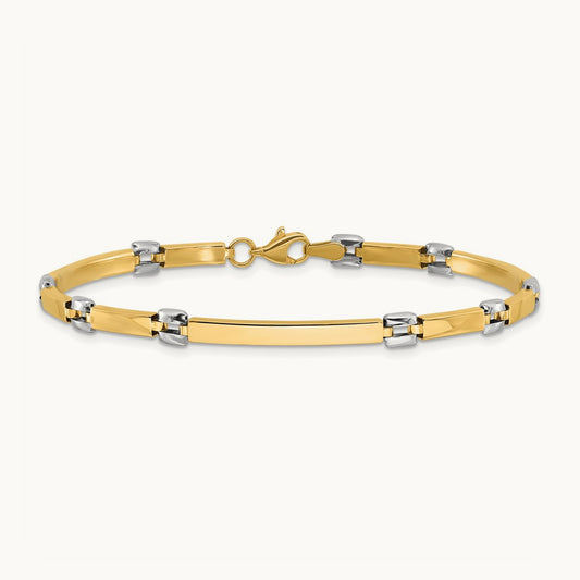 Polished Fancy Link Bracelet, 14K Two-tone