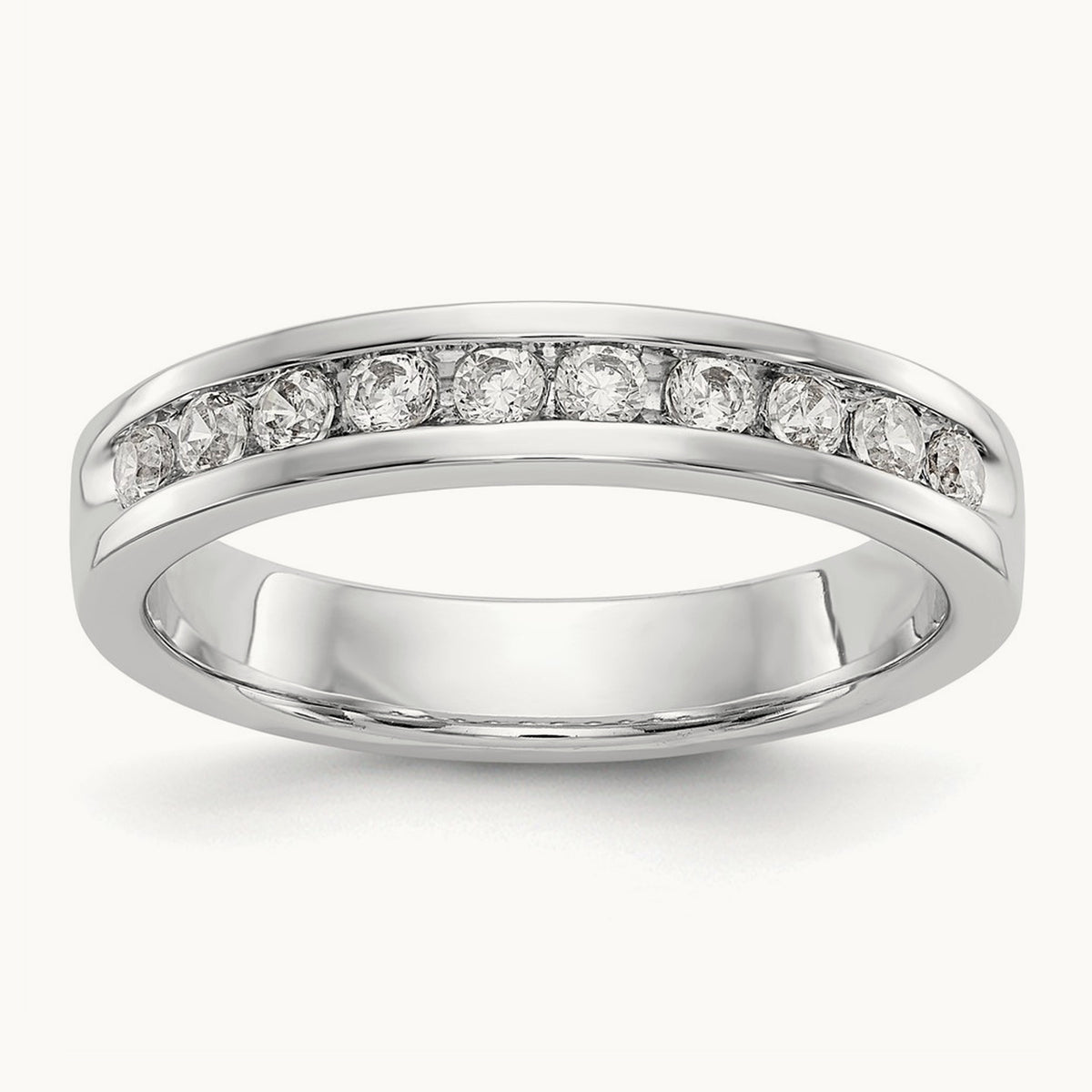 10-Stone Diamond Channel Band, 14K White Gold