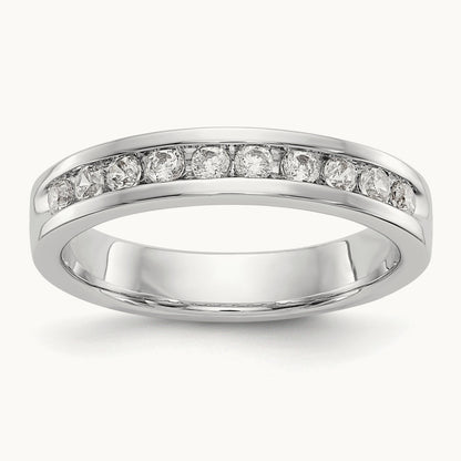 10-Stone Diamond Channel Band, 14K White Gold
