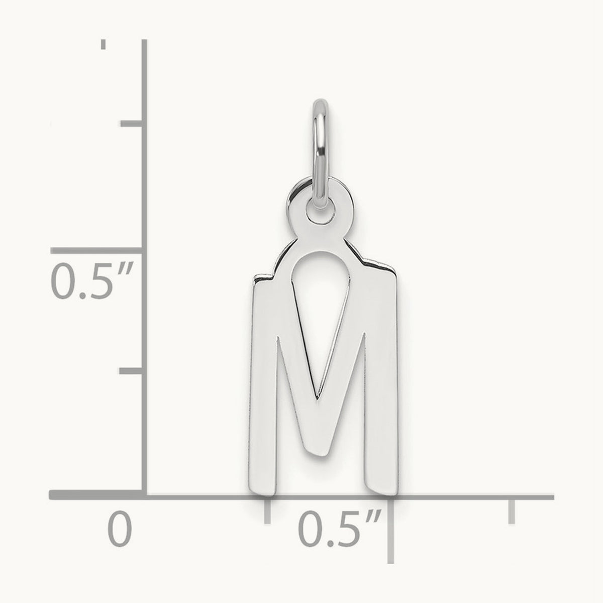 Slanted Block Initial Charm — 14K White Gold, M
