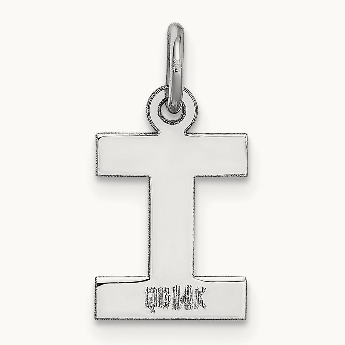Small Block Initial Charm — 14K White Gold, I