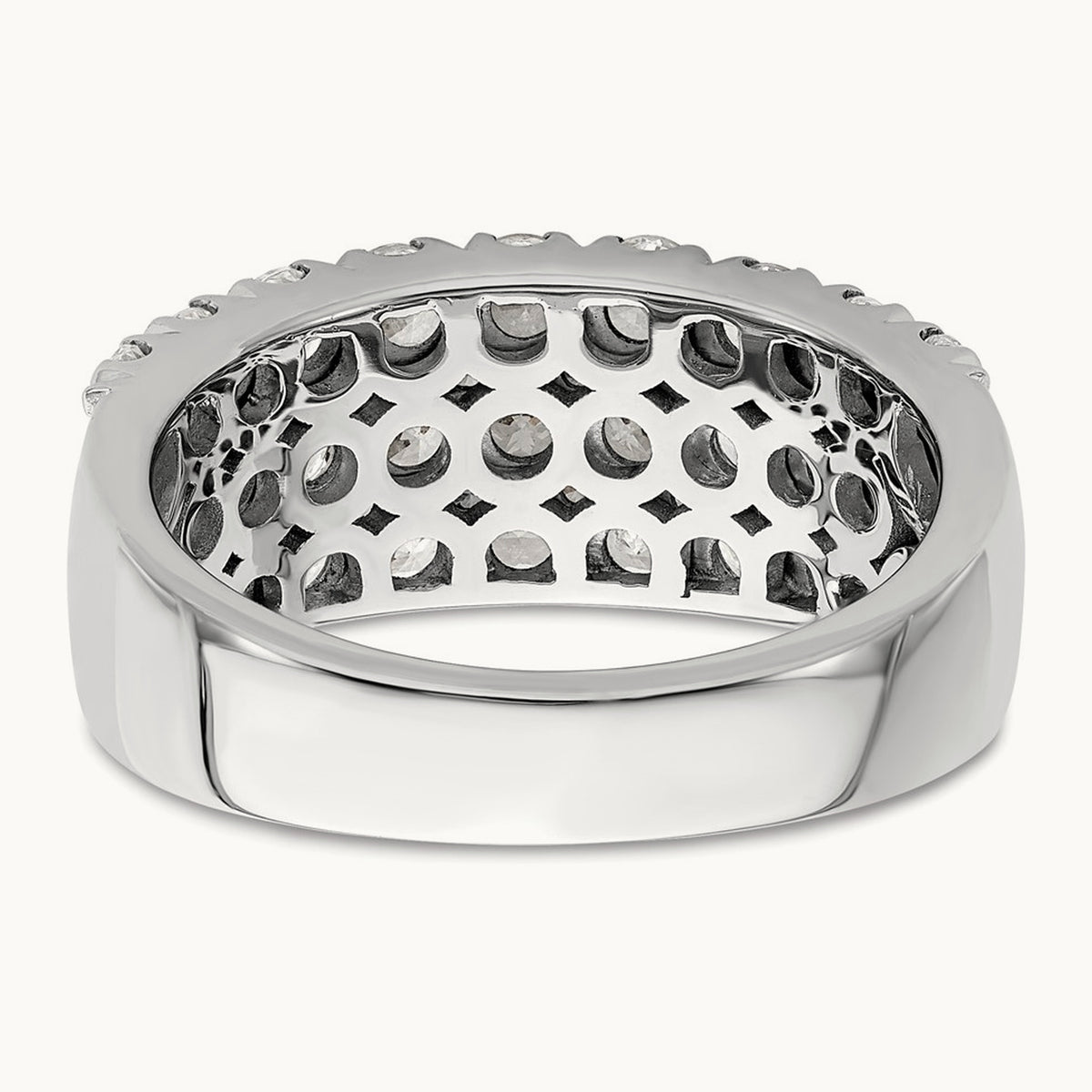 Triple Row Band, 1.50-3.00 ct tw Lab-Grown Diamond — 2 ct, 14K White Gold, 7