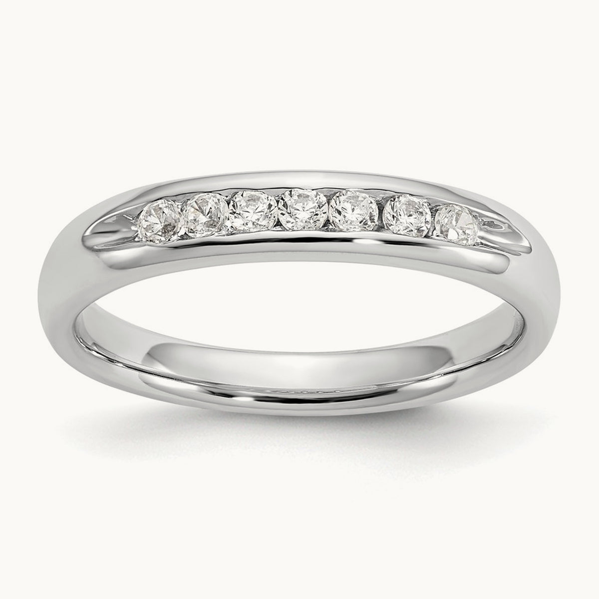7-Stone Diamond Channel Band, 14K White Gold
