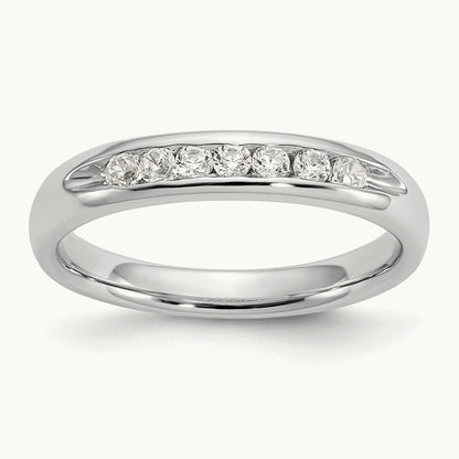 7-Stone Diamond Channel Band, 14K White Gold