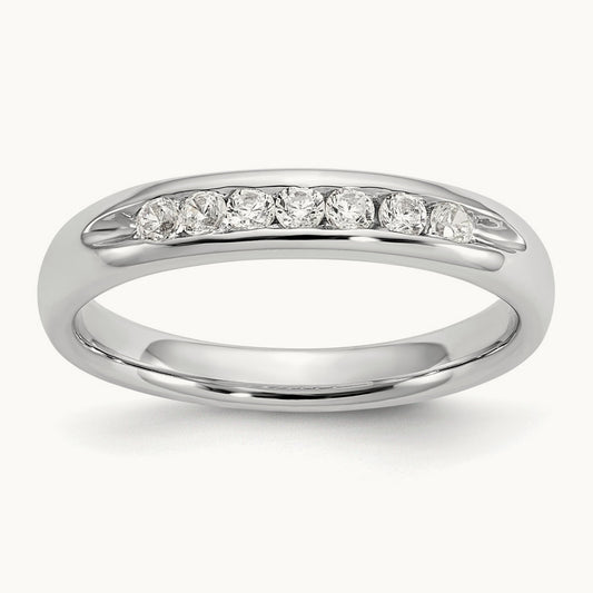 7-Stone Diamond Channel Band, 14K White Gold
