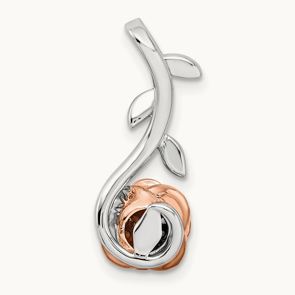 Rose with Stem Chain Slide, 0.25 ct tw Lab-Grown Diamond