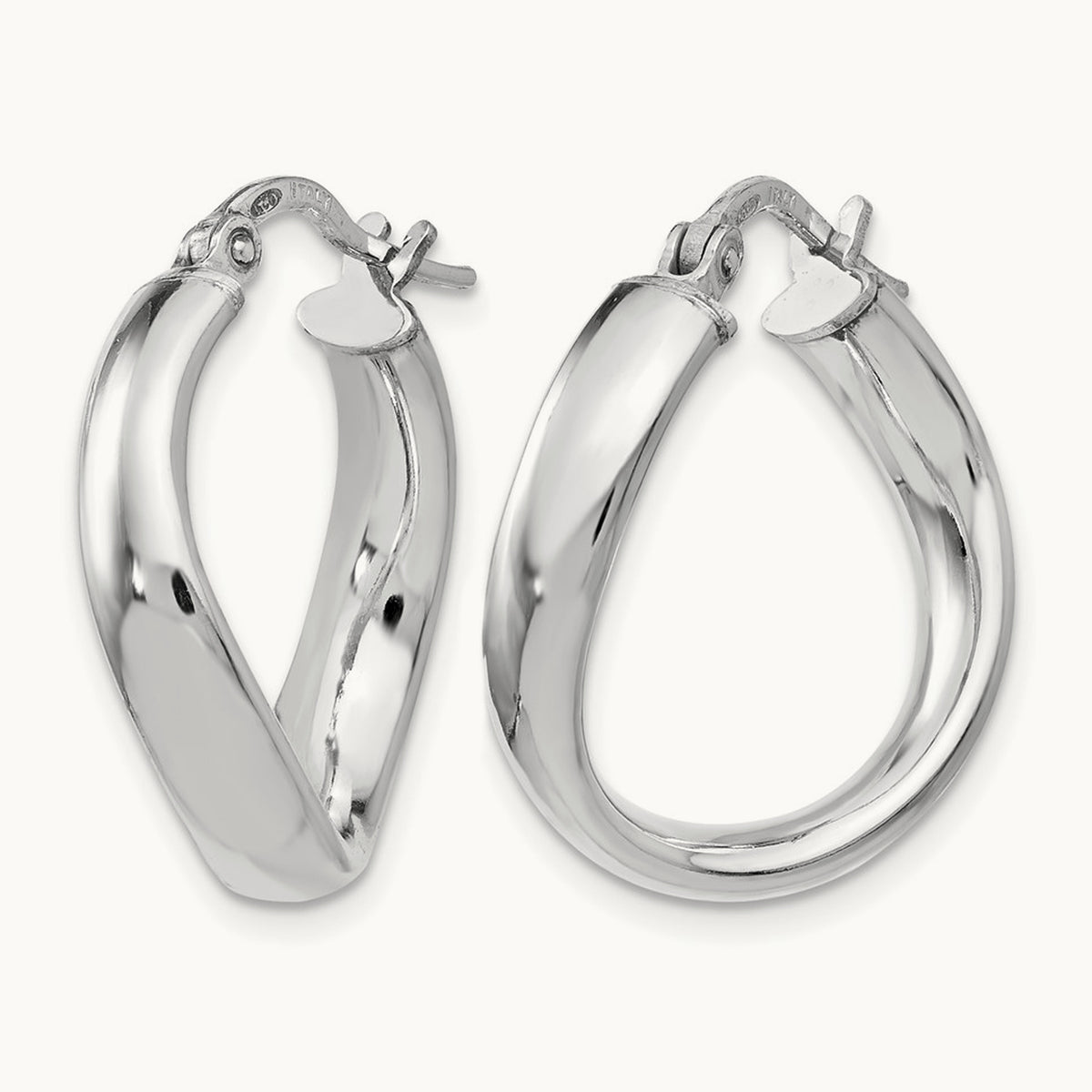 RH-plated Polished Twisted Hoop Earrings, Sterling Silver — Leslie's