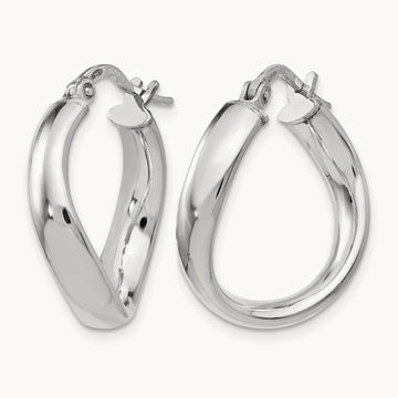 RH-plated Polished Twisted Hoop Earrings, Sterling Silver — Leslie's