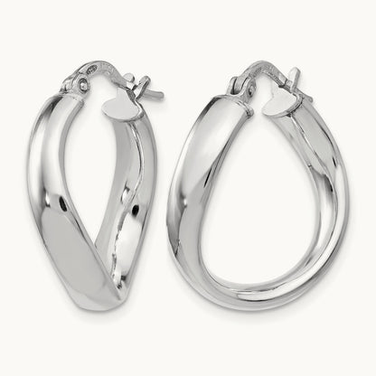 RH-plated Polished Twisted Hoop Earrings, Sterling Silver — Leslie's