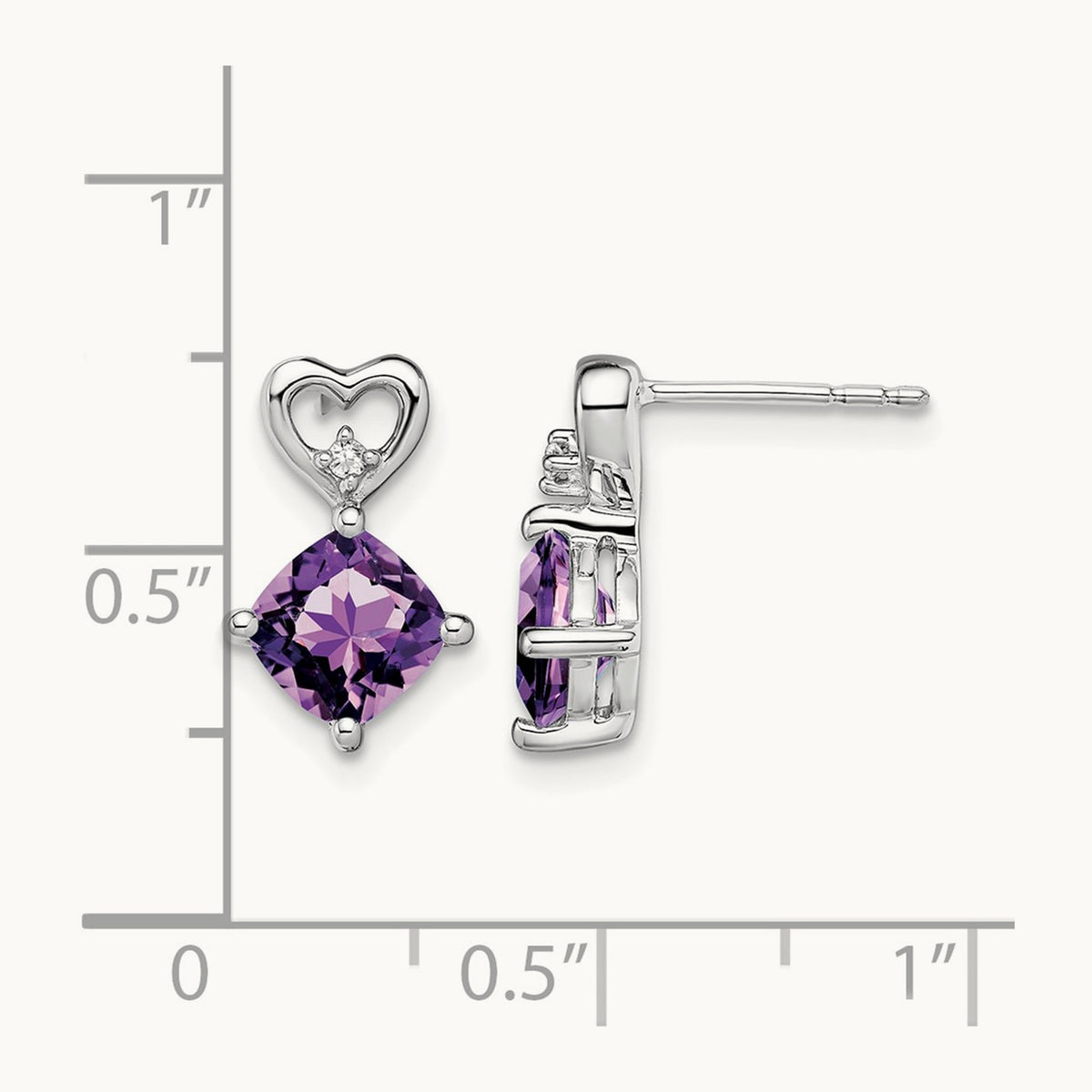 Amethyst and Diamond Heart Earrings — photo set