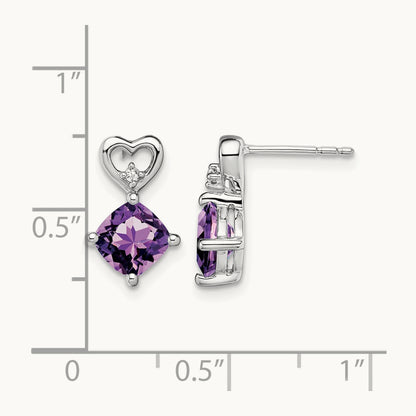 Amethyst and Diamond Heart Earrings — photo set