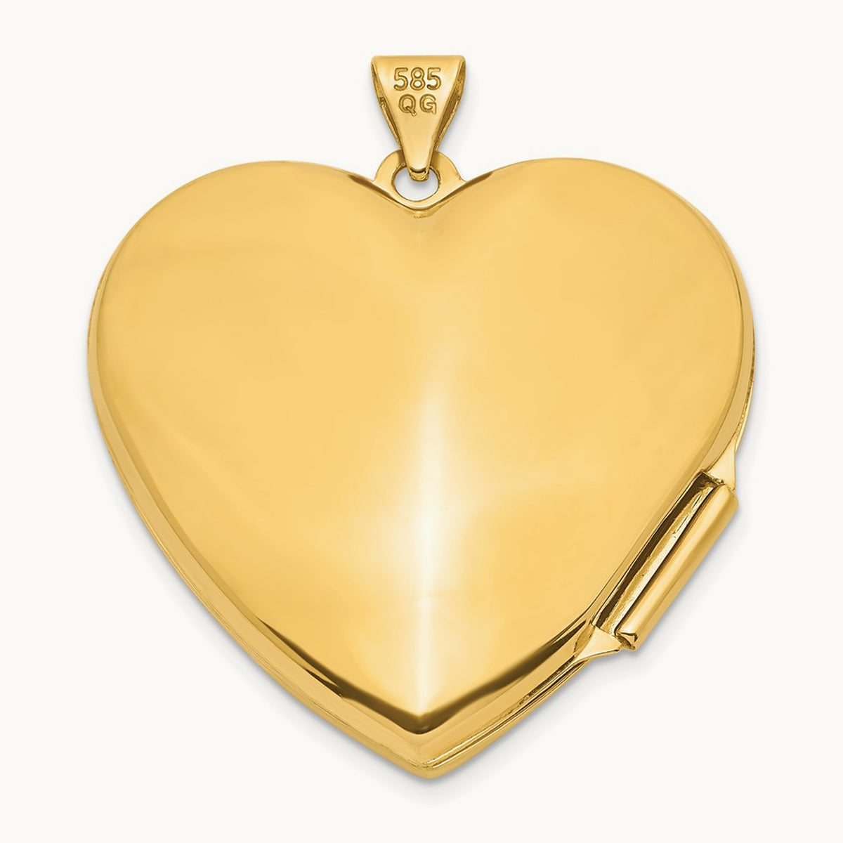 Wave Diamond Heart Locket, 27mm, 14K with White Rhodium