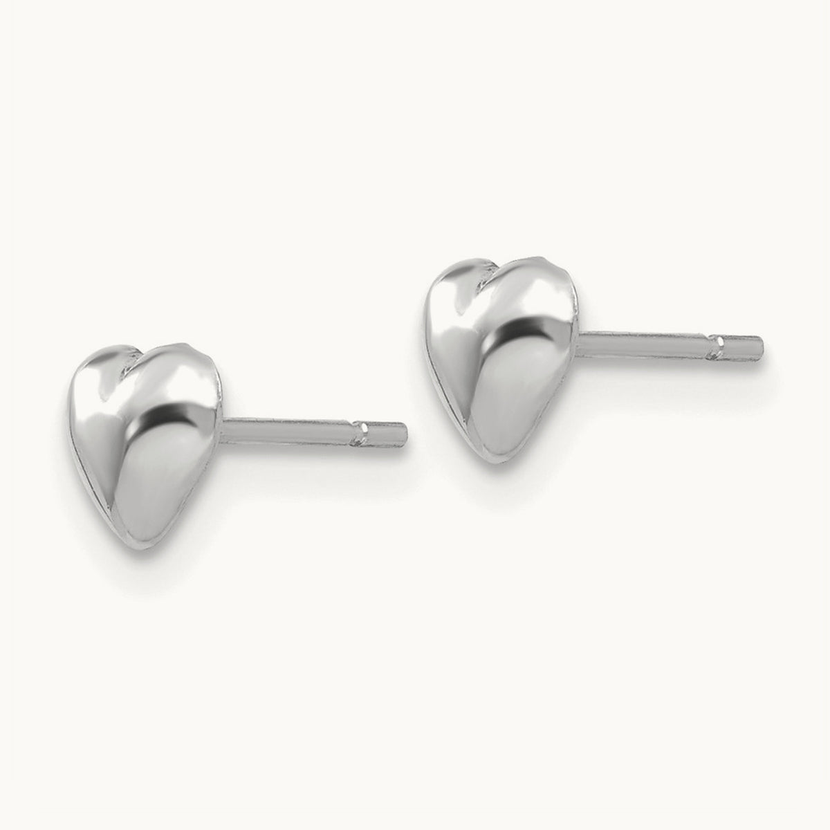 Polished Heart Post Earrings, 14K White Gold