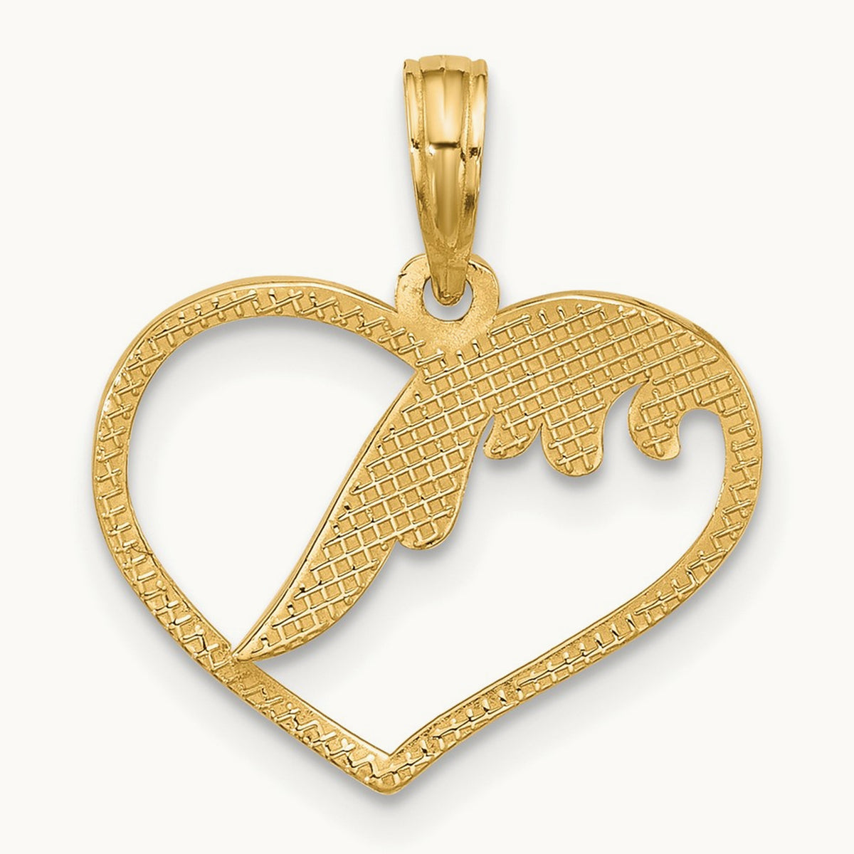 Polished Fancy Wings and Heart Charm, 14K