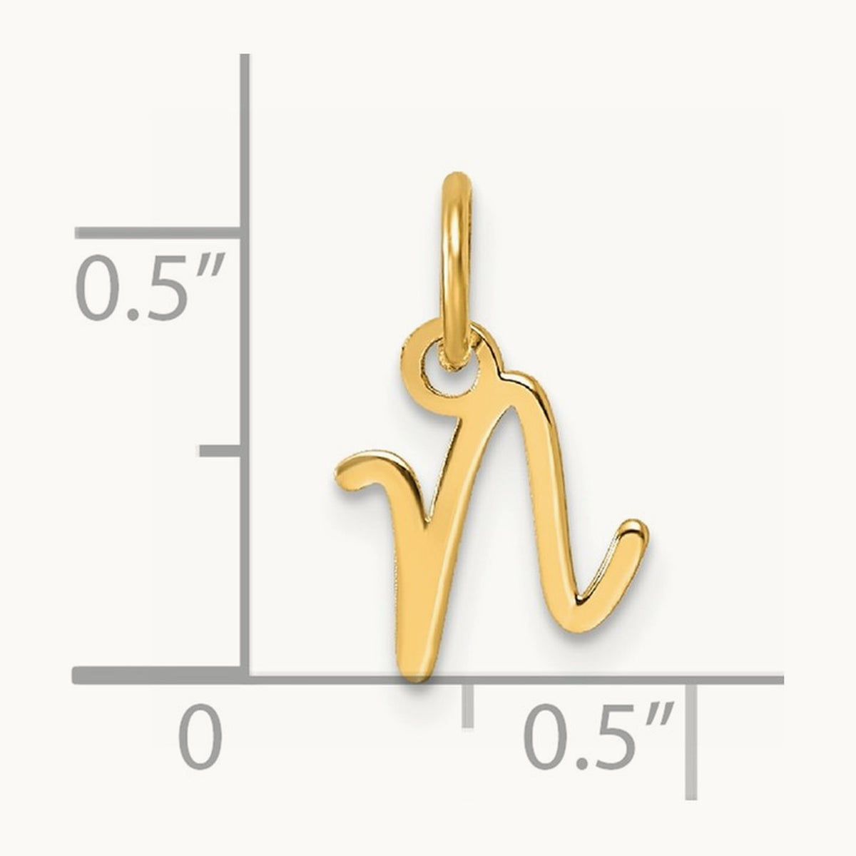 Uppercase Initial Charm — 14K Yellow Gold, N