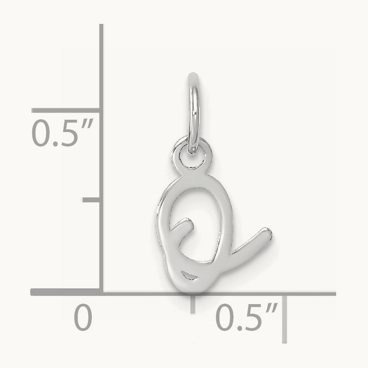 Uppercase Initial Charm — 14K White Gold, O