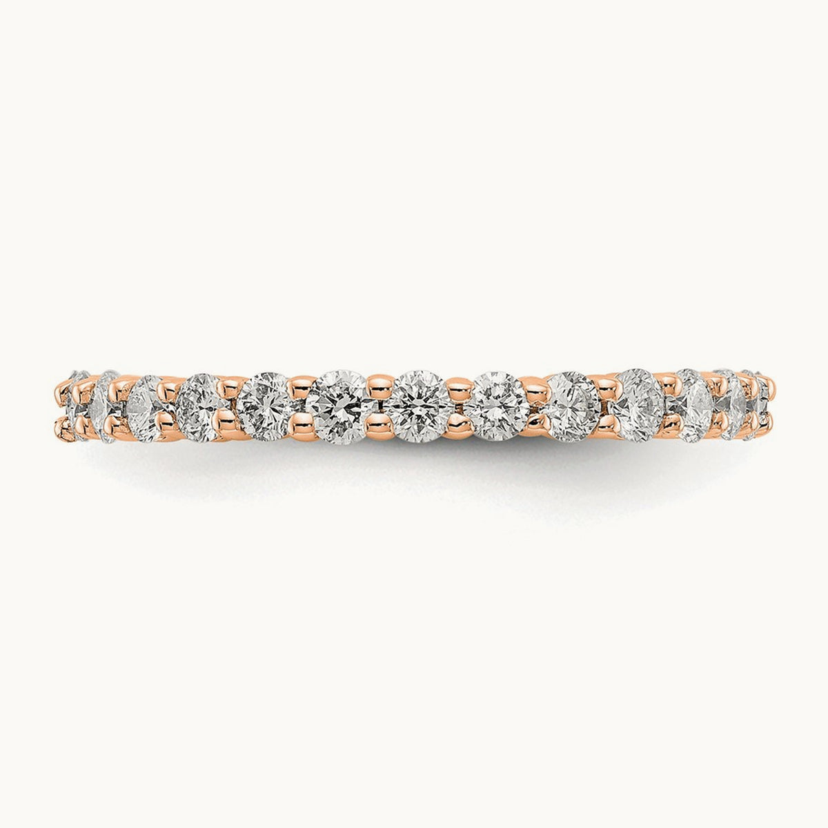 Polished Shared Prong Diamond Eternity Band — 14K Rose Gold, 1.036 ct, 7