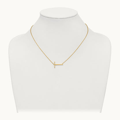 Sideways Diamond Necklace — 14K Yellow Gold, T