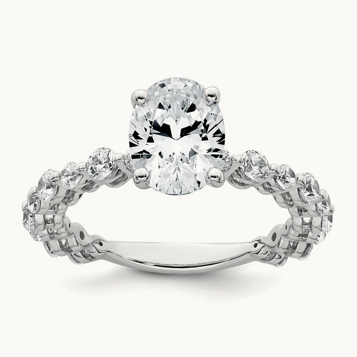 Oval Shared Prong Engagement Ring, 2.25 ct tw Lab-Grown Diamond