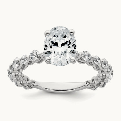 Oval Shared Prong Engagement Ring, 2.25 ct tw Lab-Grown Diamond