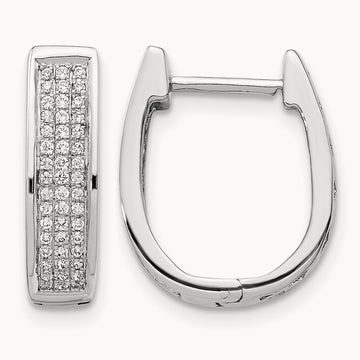 Diamond Medium Hinged Oval Hoop Earrings, 14K White Gold