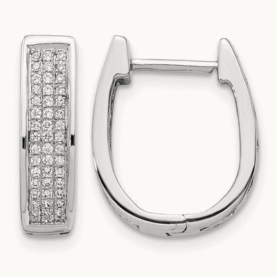 Diamond Medium Hinged Oval Hoop Earrings, 14K White Gold
