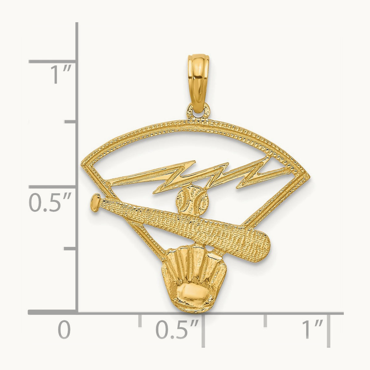 Baseball Diamond Pendant, 14K