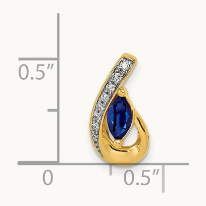 Diamond and .28 Sapphire Teardrop Slide, 14K