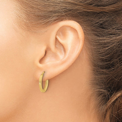 Polished and Textured Oval Hoop Earrings — Leslie's — 18mm