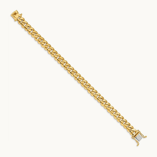 Hand-polished Miami Cuban Chain Link Bracelet, 8.7mm, 14K