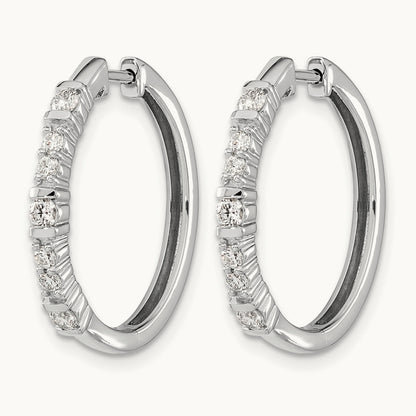 Diamond Hinged Hoop Earrings, 14K White Gold