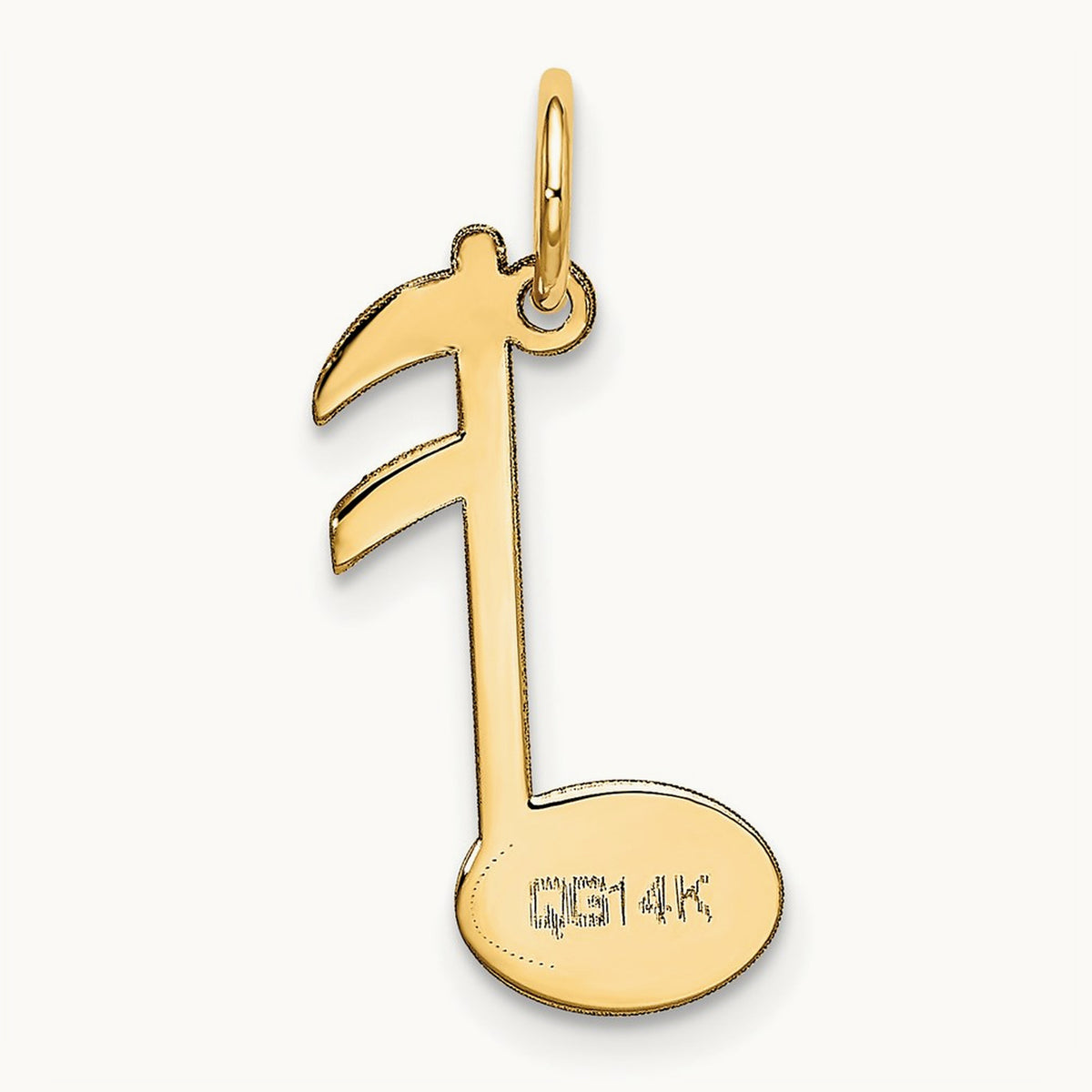 Polished Musical Note Charm — 14K Yellow Gold, 22mm