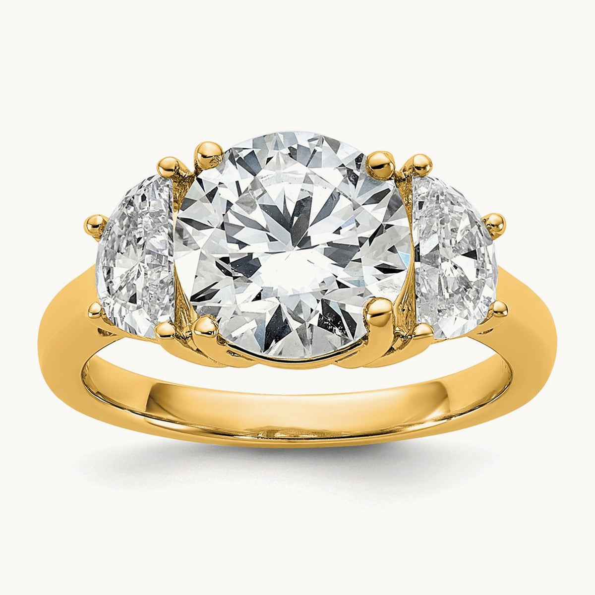 Round 3 Stone Engagement Ring, 1.25-4.00 ct tw Lab-Grown Diamond — 4 ct, 14K Yellow Gold
