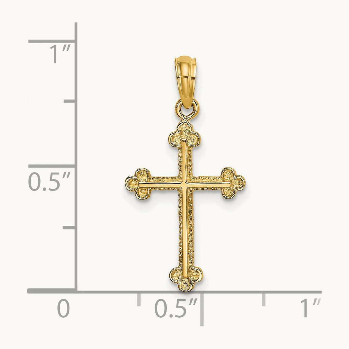 Cross W/ Spade Tip Edges Charm, 14K