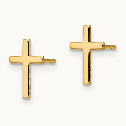 Polished Cross Earrings — 10mm