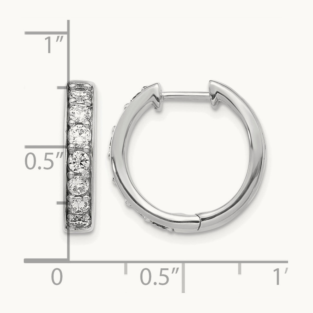 Diamond Hinged Hoop Earrings, 14K White Gold