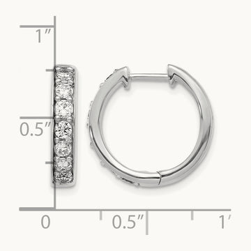 Diamond Hinged Hoop Earrings, 14K White Gold