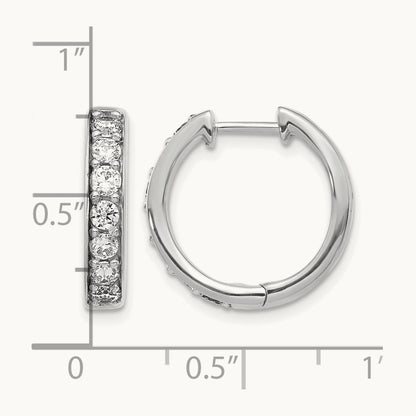 Diamond Hinged Hoop Earrings, 14K White Gold