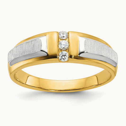 Men's 3 Stone Ring, 0.10 ct tw Lab-Grown Diamond